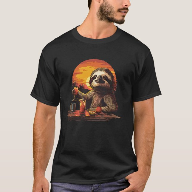 Lustiger Fauler Faultier Barkeeper T-Shirt (Vorderseite)