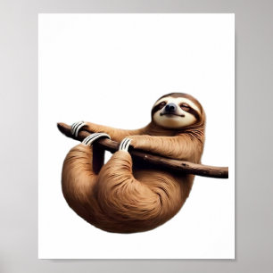 Lustiger Faultier auf einem Baum � Schaff es einfa Poster