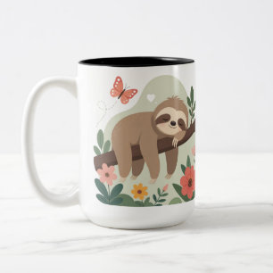 Lustiger Faultier-Becher mit Farbe innen Zweifarbige Tasse