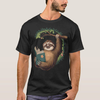Lustiger Faultier beim Lesen eines Buches Faules F T-Shirt