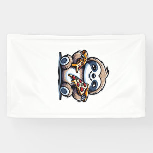 Lustiger Faultier, der Pizza isst, Kawaii-Tierlieb Banner