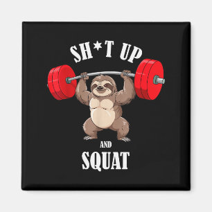 Lustiger Faultier-Fitness-Kniebeugen-Workout-Gewic Magnet