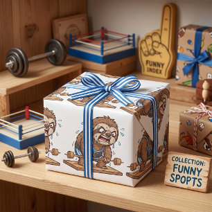 Lustiger Faultier-Gewichtheber-Gym-Sport Geschenkpapier