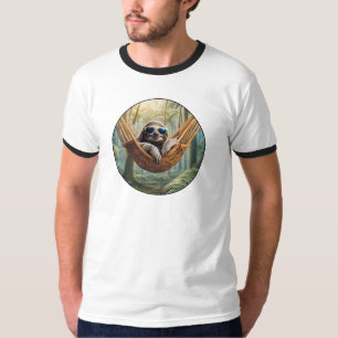 Lustiger Faultier mit Sonnenbrille in einer Hängem T-Shirt