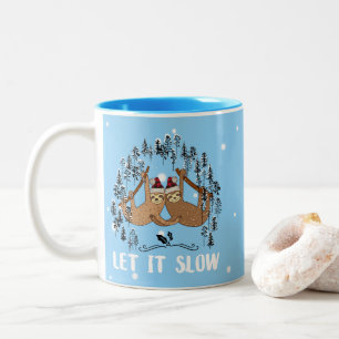 Lustiger Faultierliebhaber Weihnachten Lass es Lan Zweifarbige Tasse