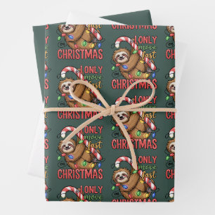 Lustiger Faultierliebhaber Weihnachten Süßes Tier  Geschenkpapier Set