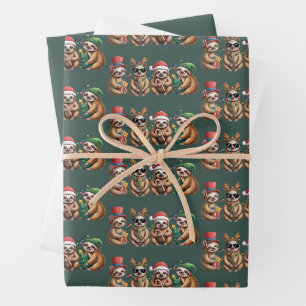 Lustiger Faultierliebhaber Weihnachtslichter Frohe Geschenkpapier Set