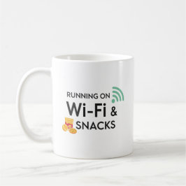 Lustiger Fernarbeitsbecher Wi-Fi und Snacks Zitat Kaffeetasse