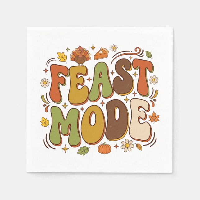 Lustiger Fest-Modus Retro-Erntedankfest Serviette (Vorderseite)