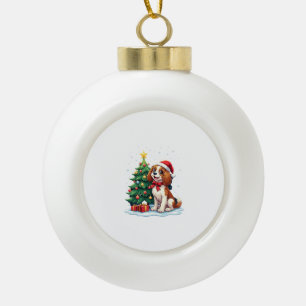 Lustiger Festlicher Hundekostüm mit dekoriertem We Keramik Kugel-Ornament