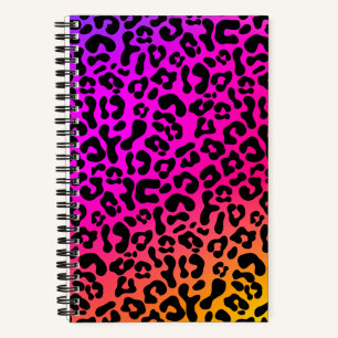 Lustiger, fetter 90er-Flashback-Regenbogen-Leopard Notizbuch
