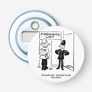 Lustiger Feuerwehrmann und Polizist Cartoon Flaschenöffner