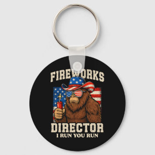 Lustiger Feuerwerksdirektor Bigfoot 4. Juli USA F Schlüsselanhänger