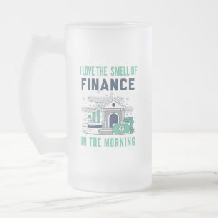 Lustiger Finance-Becher Geschäft Büro Kollege Blau Mattglas Bierglas