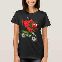 Lustiger Fisch fährt Dirt Bike Cartoon