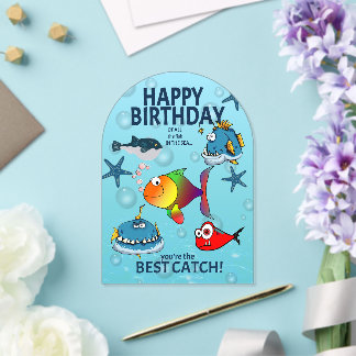 Lustiger Fisch Geburtstag Acryleinladungen
