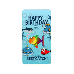 Lustiger Fisch Geburtstag Adressaufkleber