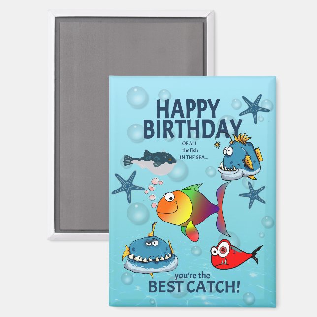 Lustiger Fisch Geburtstag Magnet (Vorderseite/Rückseite)