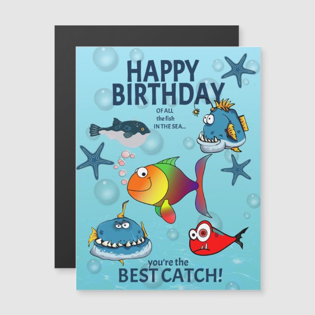 Lustiger Fisch Geburtstag Magnetkarte (Vorne/Hinten)