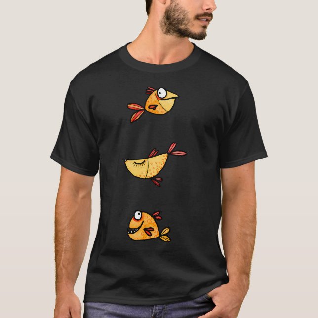 lustiger Fisch-Gekritzel T-Shirt (Vorderseite)