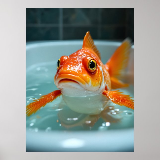Lustiger Fisch im Bad Poster (Vorne)