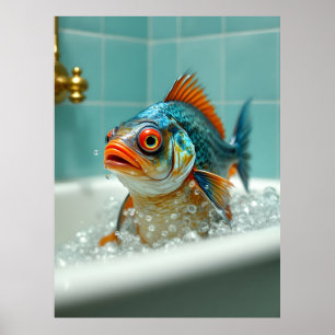 Lustiger Fisch im Bad Poster