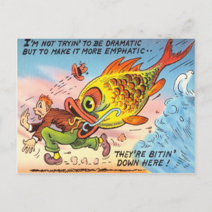 Lustiger Fisch Postkarte Fischer Angeln Cartoon