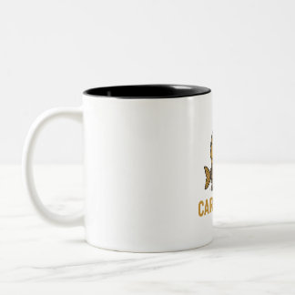 Lustiger Fisch-Tischler-Tier-Wortwitz Zweifarbige Tasse