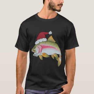 Lustiger Fisch Weihnachten Angeln Xmas Fischer T-Shirt