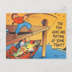 Lustiger Fischer Postkarte Angeln Fisch Cartoon