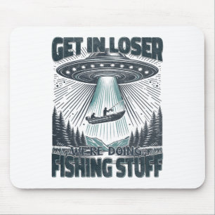 Lustiger Fischer steigt in Verlierer Alien Ufo Lus Mousepad