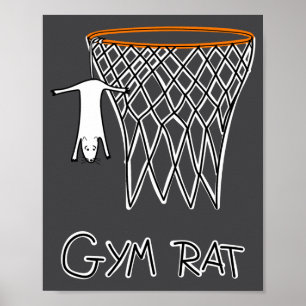 Lustiger Fitnessstudio-Ratte Basketballkorb Poster