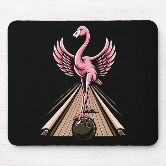 Lustiger Flamingo Bowling Spieler Bowler Kugel Spo Mousepad (Vorne)