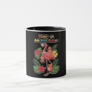 Lustiger Flamingo-Mama Frag Deinen Vater Retro-Tro Tasse