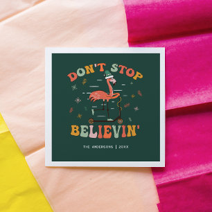 Lustiger Flamingo Personalisiertes Weihnachtsfes Serviette