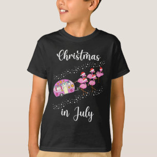 Lustiger Flamingo Rosa Retro-Campingbus Weihnachte T-Shirt
