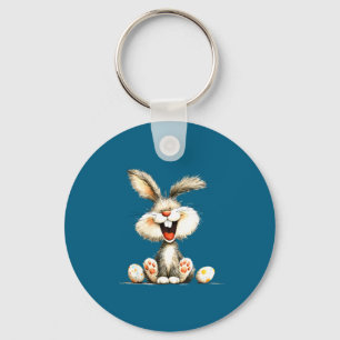 Lustiger flauschiger Hase mit wildem Fell, niedlic Schlüsselanhänger