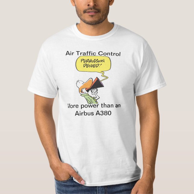 Lustiger Flugverkehr-Kontrollen-Airbus-Cartoon T-Shirt (Vorderseite)
