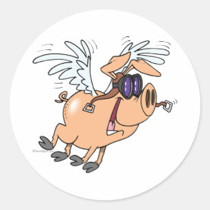 lustiger Flyer Cartoon Runder Aufkleber