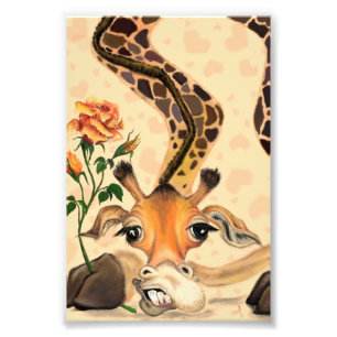 Lustiger Fotodruck mit romantischer Giraffe