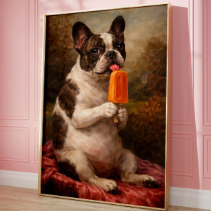 Lustiger Französische Bulldogge Eis am Stiel Wandk Poster