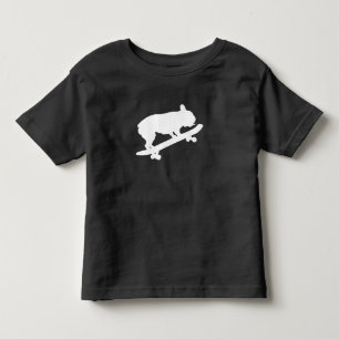 Lustiger französischer Bulldogge auf Skateboard-Ge Kleinkind T-shirt