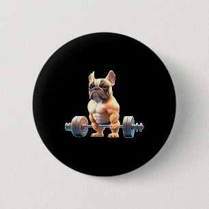 Lustiger französischer Bulldogge Bodybuilding Gym  Button