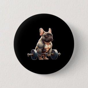Lustiger französischer Bulldogge Bodybuilding Gym Button