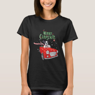 Lustiger Französischer Bulldogge Fährt Rotes Auto T-Shirt