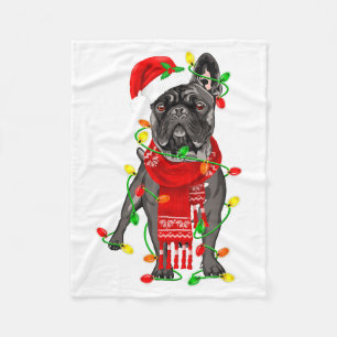 Lustiger Französischer Bulldogge Hund Baum Weihnac Fleecedecke