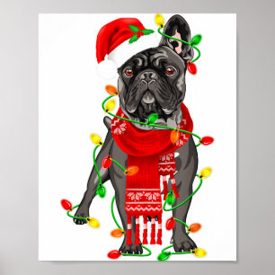 Lustiger Französischer Bulldogge Hund Baum Weihnac Poster
