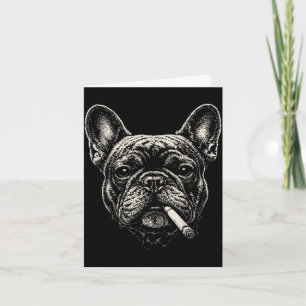 Lustiger französischer Bulldogge-Meme, der Zigaret Karte