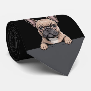 Lustiger französischer Bulldogge Spähender Welpe H Krawatte