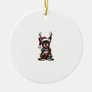 Lustiger Französischer Bulldogge Weihnachten Santa Keramik Ornament